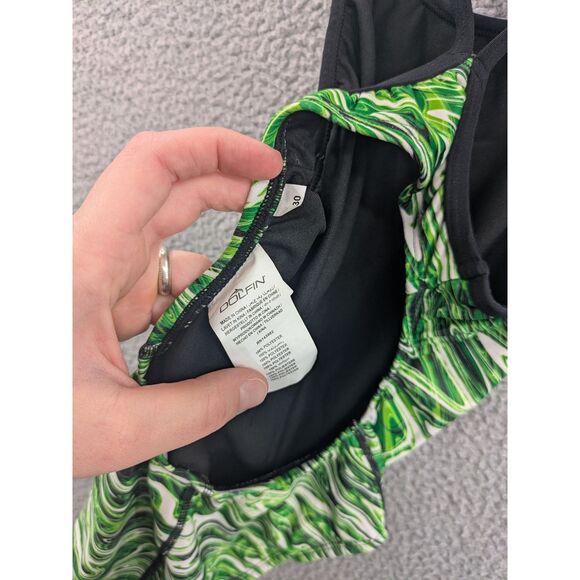 NWT Dolfin Reliance Women's sz 30 Jet Stream Green V-Back One Piece Swimsuit - Picture 5 of 8